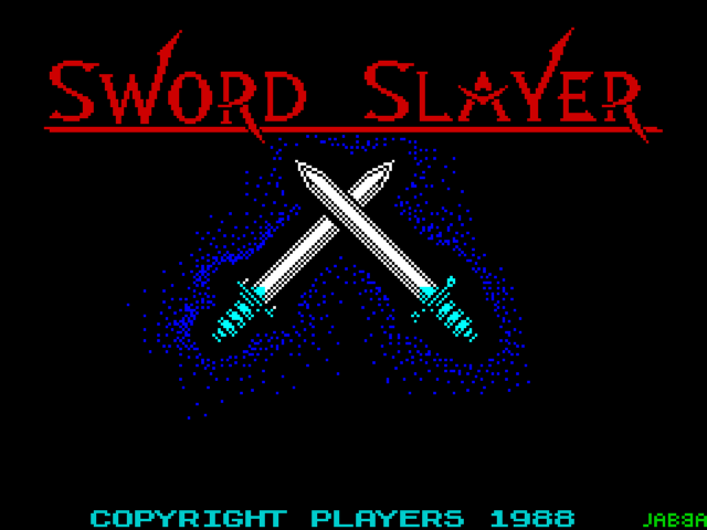 Sword Slayer title screen for ZX Spectrum